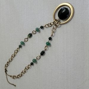 Lia Sophia green & goldtone necklace